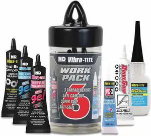 High-Strength Threadlocker, Black Liquid, 5mL/8mL/8mL/8mL/15mL/15mL Tube