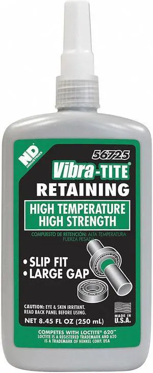 Vibra-tite Retaining Compound, 8.45 oz. Bottle, 3500 Shear Strength (PSI) 56725