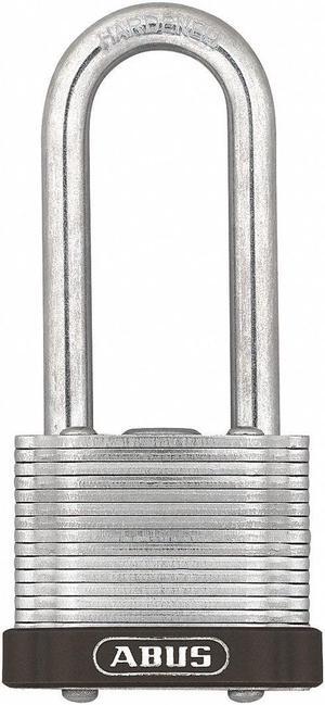 ABUS 19372 Keyed Padlock, Open, Rectangular Steel Body, Hardened Steel Shackle,