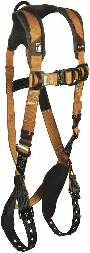 FALLTECH G7080BFDM Full Body Harness, Vest Style, M, Polyester, Brown/Gold