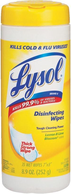 LYSOL Brand 81145CT Lemon/Lime Blossom Disinfecting Wipes w/Micro-Lock, 7 x 8, 35/Canister, 12/Ctn