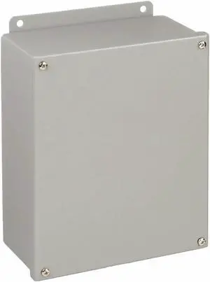 12"H x 10"W x 5"D Metallic Enclosure, Gray, Knockouts: No, Screws Closure Method