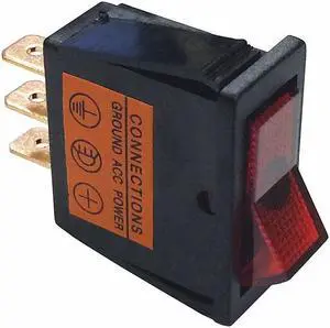 On/off Red Illuminated 20-Amp Rocker for 12mm x 30mm Slot - 20532