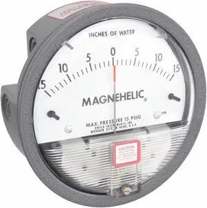DWYER INSTRUMENTS 2330 Differential pressure gage, range 15-0-15" w.c., minor