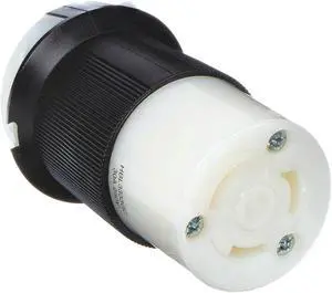 HUBBELL WIRING DEVICE-KELLEMS HBL3333GC 30A Locking Connector 2P 3W 250VAC BK/WT