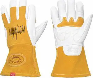 CAIMAN 1810-6 Glove,Welding,14 In L,Tan and Gold,XL,Pr