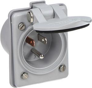 HUBBELL WIRING DEVICE-KELLEMS HBL61CM64 Flanged Inlet, 15 A Amps, 125V AC,