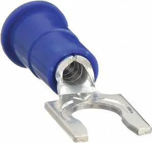3M MV14-8FLX Fork Terminal, #8 Stud Size, 14 AWG, 600 V, Vinyl Insulated, Blue,