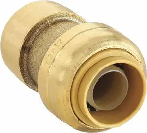 SHARKBITE U009LF Push-Fit Coupling Fitting, 3/8 in x 1/2 in Tube Size, Brass,