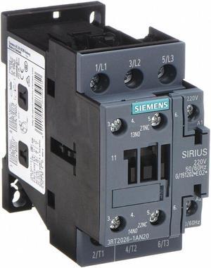 SIEMENS 3RT20261BB40 IEC Magnetic Contactor, 3 Poles, 24 V DC, 25 A