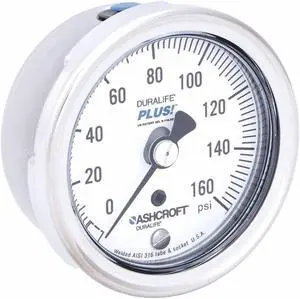 ASHCROFT 251009SW02BXLL160 Industrial Pressure Gauge, 0 to 160 psi, 2 1/2 in
