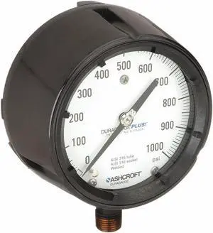 ASHCROFT 451279SS04LXLL1000 Process Pressure Gauge, 0 to 1,000 psi, 4 1/2 in