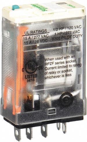 SCHNEIDER ELECTRIC RPM12JD General Purpose Relay, 12V DC Coil Volts, Square, 5