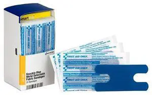 First Aid Only SmartCompliance Blue Metal Detectable Bandages Knuckle 1 x 3 20/Box FAE3030