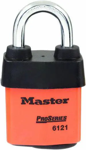 MASTER LOCK 6121KAORJ Lockout Padlock, Keyed Alike, Steel, Orange, 1 1/8 in
