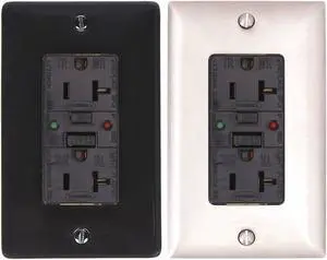 HUBBELL WIRING DEVICE-KELLEMS GFSG5362BLK GFCI Receptacle, 20A, 125VAC, 5-20R,