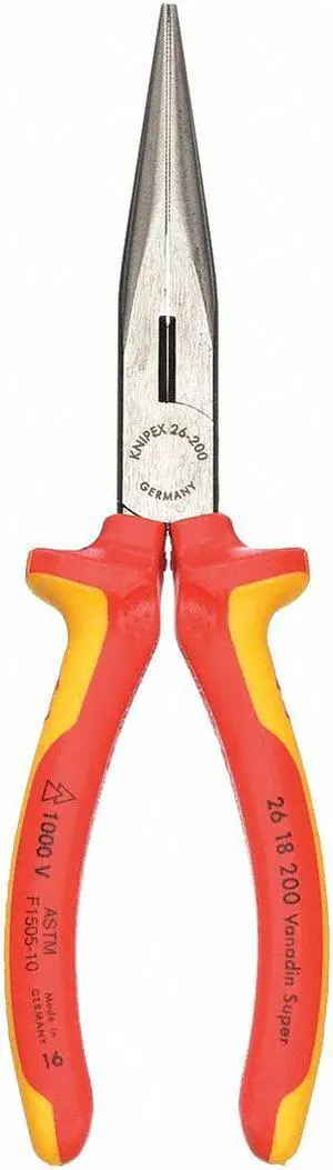 KNIPEX 26 18 200 US 8" Chain Nose Side Cutting Plier, Insulated