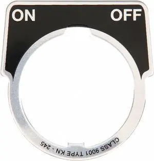 Schneider Electric 30mm 1/2 Round On-Off Legend Plate, Aluminum, Black 9001KN245