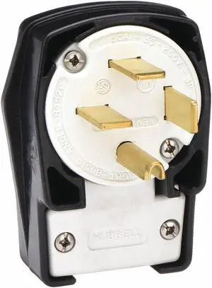 HUBBELL HBL8452C 4 Wire Industrial Angle Straight Blade Plug 250VAC 50A