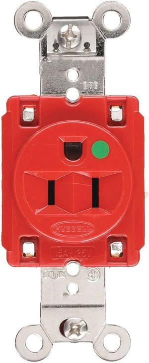 HUBBELL WIRING DEVICE-KELLEMS HBL8210R Straight Blade Receptacle, 5-15R, 15 A,
