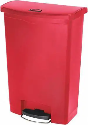 RUBBERMAID 1883570 24 gal. Plastic Rectangular Step Can, Flat, Red