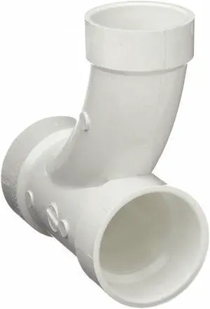 ZORO SELECT 05837 PVC Wye and 45 Degree Elbow, Hub, 3 in x 3 in x 1 1/2 in Pipe