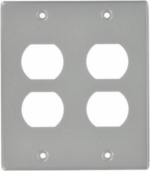 HUBBELL WIRING DEVICE-KELLEMS HBL4747BBGY Duplex Plate,Gray,Steel,Plates