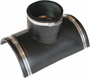 ZORO SELECT TST-4 4" Flexible Plastic Tap Saddle Tee, Fits 6" Pipe
