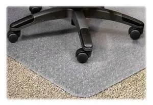 Lorell 25754 PlushMat Chair Mat 60" Length x 46" Width x 0.13" Thickness Overall - Vinyl - Clear