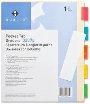 Ring Binder Dividers w/ Pocket 5-Tab 11"x9" Buff Stock/Multi