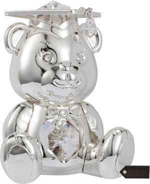 Matashi Silver Plated Graduation Bear with Crystals Perfect Graduation Gift Tabletop Ornament Home Decor Showpiece for Living Room Gift for Student