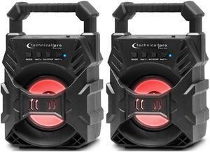 Technical Pro Portable Rechargeable Compact Bluetooth Speaker with LED's USB/FM/TF, Lightweight & Compact Design Make it the Perfect On-The-Go Speaker, for Home, Outdoors, Travel, Party