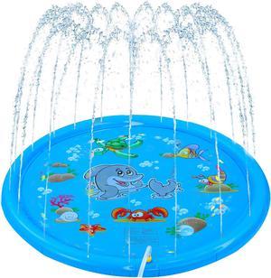 Dimple Splash Pad 67-inch Large Kids Sprinkler Play Mat for Toddlers, Big Kids - Safe Childrens Water Splash Pad Toys - Outdoor Backyard Kid/Toddler Sprinkler Pool - Fun Splash Pads for Boy, Girl