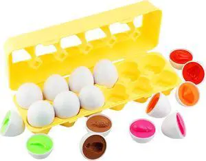 Dimple 12 Match and Play Vegetable Matching Egg Easter Toy with Holder - Educational Color Sorting Toys - Play Egg Puzzle Set