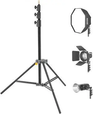 Impact Aluminum Interlocking Air Cushioned Light Stand 4.1-12 ft Extendable 4 Sections - Heavy Duty, 22 lb Capacity, Foldable & Stackable - Ideal for Photography, Reflectors, Cameras, Lights