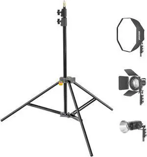 Impact Aluminum Interlocking Air Cushioned Light Stand 4-9 ft Extendable 3 Sections - Heavy Duty, 22 lb Capacity, Foldable & Stackable - Ideal for Photography, Reflectors, Cameras, Lights, Umbrellas