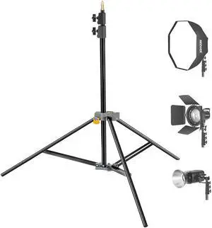 Impact Aluminum Interlocking Air Cushioned Light Stand 3.4-7.9 ft Extendable 3 Sections - Heavy Duty, 8.8 lb Capacity, Foldable & Stackable - Ideal for Photography, Reflectors, Cameras, Lights