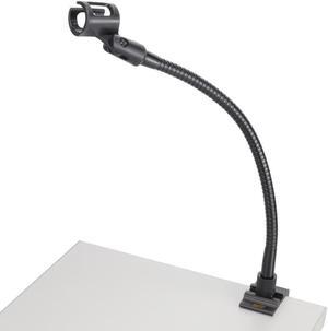 Auray Microphone Arm Stand Long 12'' Sturdy Gooseneck Mic Stand Adjustable Microphone Arm Stand with Clamp - Mic Holder Flexible Mike Stand Podium Compact Mic Arm for Desk Traveling