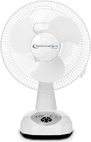 Technical Pro FO12 12” Rechargeable Tabletop Fan with LED Night light and Power bank
