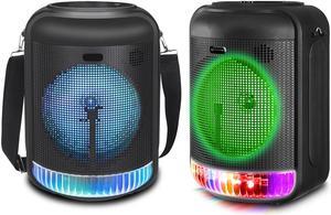 (Pack of 2) Technical Pro 600 watts Rechargeable 8" Bluetooth LED Speaker with USB, Card, Aux, Mic, Inputs, FM Radio, TWS Stereo Sound, 30 Feet Bluetooth Range, and Carry Handle, 360 Degree Lighting