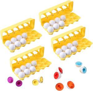 4 Sets of Dimple Fun Egg Matching Toy (Total 48 Eggs) - Toddler STEM Easter Eggs Toys - Shape Recognition Toys for Kids - Educational Color Sorting Toys, Play Egg Shapes Puzzle Set