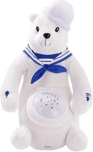 Dimple Barry Polar Bear Nightlight Soother with Favorite Lullabies, Nature Sounds and Projecting Stars & Moon Light