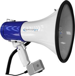 Portable Lightweight Blue Megaphone, 800M-1000M Range Bullhorn With Strap, Siren, Volume Control, Compact Design, 75 Watts Good for for Trainers, Soccer, Football, Baseball, Coaches, Kids, Teachers