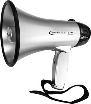TPro Lightweight Portable Silver and Black Megaphone Bullhorn 300M Range with Strap, Siren, and Volume Control, Compact Design, 20 Watts Good for Trainers, Soccer, Football, Baseball, Coaches, Kids