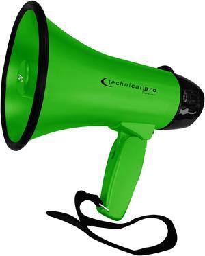 TPro Lightweight Portable Green Megaphone Bullhorn 300M Range with Strap, Siren, and Volume Control, Compact Design, 20 Watts Good for Trainers, Soccer, Football, Baseball, Coaches, Kids, Teachers