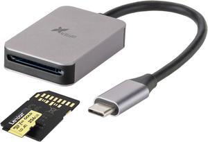 Xcellon USB-C SD Card Reader, UHS-II Compatible, 7.9" Integrated USB-C Cable, High-Speed Data Transfer for UHS-II SD/SDHC/SDXC Cards for Cameras, Laptops, Tablets, Smartphones