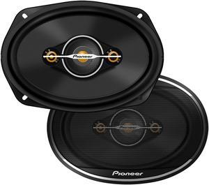 Pair of  PIONEER , 4-Way Coaxial Car Audio Speakers, Full Range, Clear Sound Quality, Easy Installation and Enhanced Bass Response, Black and Gold Colored 6 x 9 Oval Speakers
