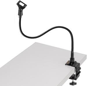 Microphone Arm Stand Long 20'' Sturdy Gooseneck Mic Stand Adjustable Microphone Arm Stand with Clamp - Mic Holder Flexible Mike Stand Podium Compact Mic Arm for Desk Traveling (Black) by Auray