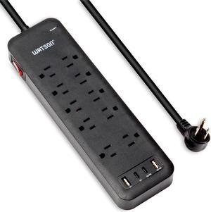 10-Outlet Surge Protector with 2 USB-C & 2 USB-A Ports, 2450 Joules, 6' Cord, NEMA 5-15P Right-Angle Plug, Rear Wall Mounts, LED Indicator  High-Power Surge Protection for Home and Office Watson