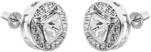 18K White Gold Plated 2-In-1 Interconnecting Stud Earrings Set with Circle or Square Design and High Quality Crystals by Matashi